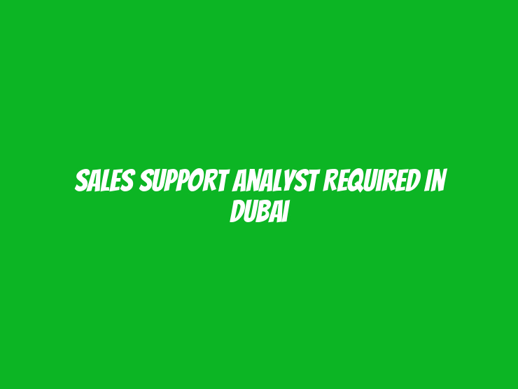 Sales Support Analyst Required in Dubai