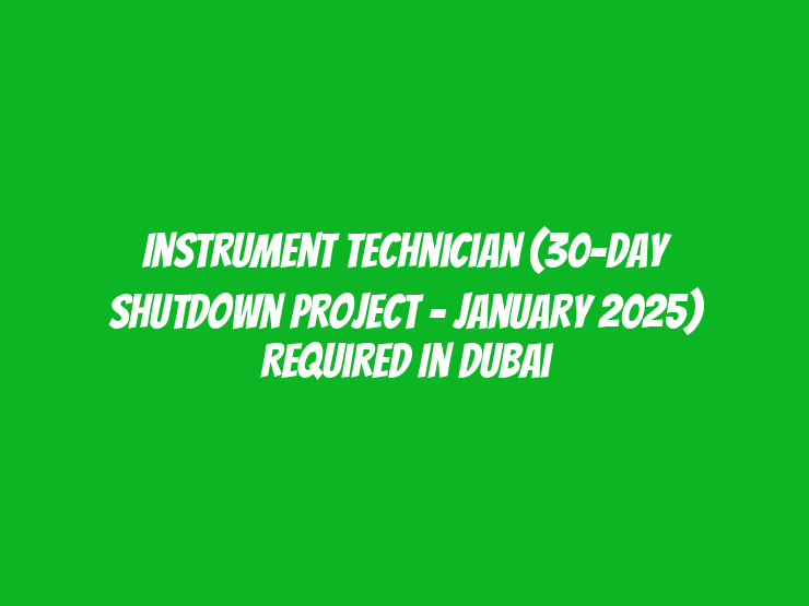 Instrument Technician (30-Day Shutdown Project - January 2025) Required in Dubai